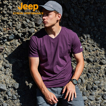 Jeep（吉普） 短袖 男士T恤 暗紫色 