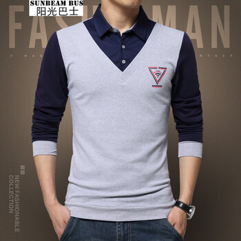 陽光巴士（SUNBEAM BUS） 長袖 男士T恤 1612灰色 XL，L，XXL，XXXL，M