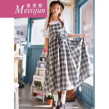 美思郡（Meisijun） 純色 背帶 連衣裙
