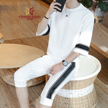C2潮朝（C2 CHAOZHAO） 七分袖 男士T恤 白色(18款) XL，L，XXXL，XXL，M