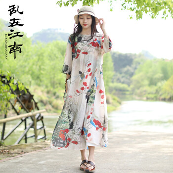 亂在江南 植物花卉 印花 連衣裙
