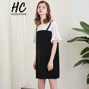 Hcollection  荷葉邊，拼接 連衣裙