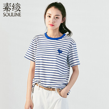 素縷（Souline） 繡花 短袖 T恤 女 圓領(lǐng)