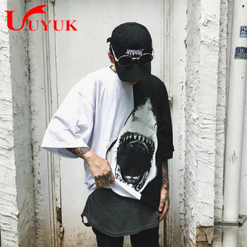 UYUK 短袖 男士T恤 沙魚拼接 