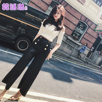 韓語琳空間 高腰 闊腿褲 女 長褲 休閑褲