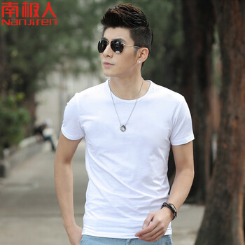 南極人 短袖 男士T恤 圓領(lǐng)-白色 XL，L，XXXL，M，XXL