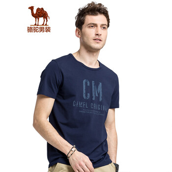 駱駝（CAMEL） 短袖 男士T恤 寶藍(lán) XL，L，M，XXXL，XXL