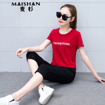 麥杉（MAISHAN） 印花 短袖 T恤 女 圓領(lǐng)