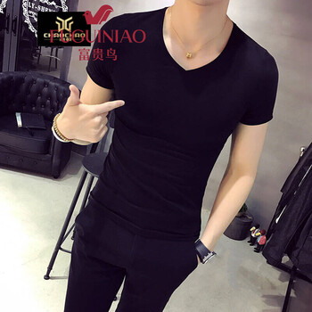 富貴鳥（FUGUINIAO） 短袖 男士T恤 黑色 XL，L，XXL，M