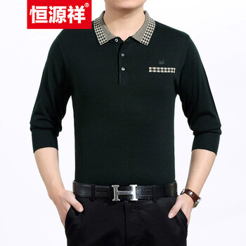 恒源祥 長(zhǎng)袖 男士T恤 墨綠2305 175/88A