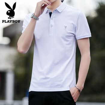 花花公子（PLAYBOY） 短袖 男士T恤 1222白色 XL，L，XXL，M，XXXL