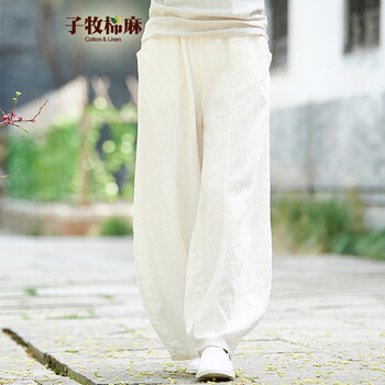 子牧棉麻 中腰 燈籠褲 女 長(zhǎng)褲 休閑褲