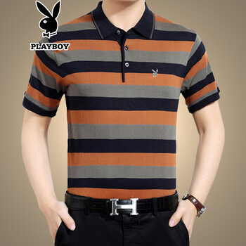 花花公子（PLAYBOY） 短袖 男士T恤 橘色 S，XL，L，XXL，XXXL，M