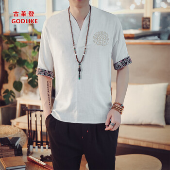 古萊登（GODLIKE） 五分袖 男士T恤 白色 XL，L，M，XXXL，XXL