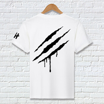 卡致（CARZZ） 短袖 男士T恤 白色-黑色爪痕 