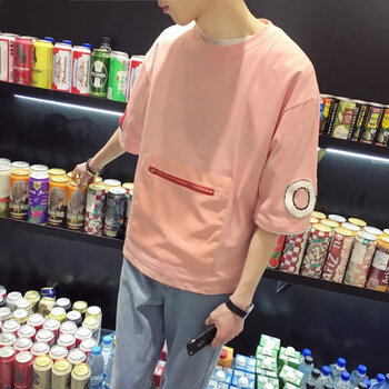 洛凌 長(zhǎng)袖 男士T恤 653粉紅色 S