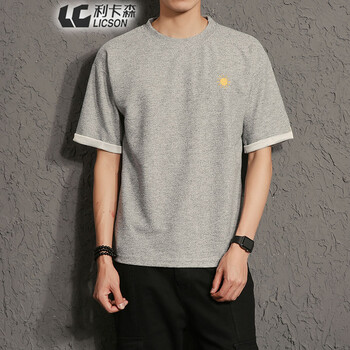 利卡森（LICSON） 短袖 男士T恤 灰色 XL，L，M，XXXL，XXL，加大