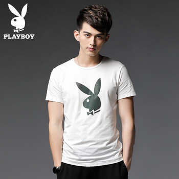 花花公子（PLAYBOY） 短袖 男士T恤 白色1815 L