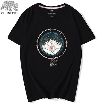 初己（CHUJI） 短袖 男士T恤 黑（白蓮花） XL，L，M，XXL