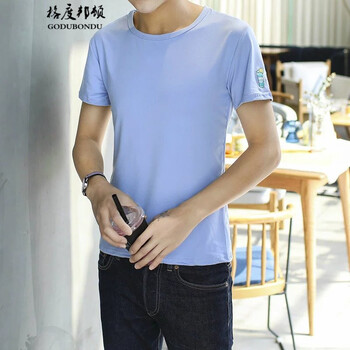 格度邦頓（GODUBONDU） 短袖 男士T恤 淺藍色 