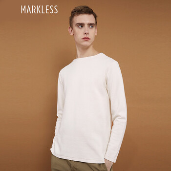 MARKLESS 長袖 男士T恤 白色 XL，L，XXL，M