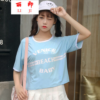 麗即 印花，貼布 短袖 T恤 女 圓領(lǐng)