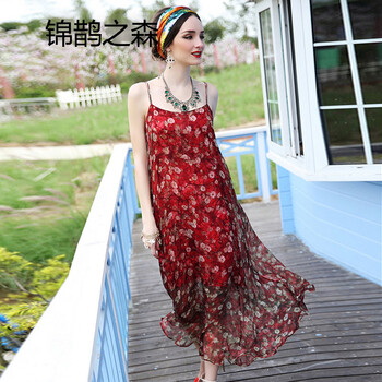 錦鵲之森（jinquezhisen） 碎花 露背 連衣裙