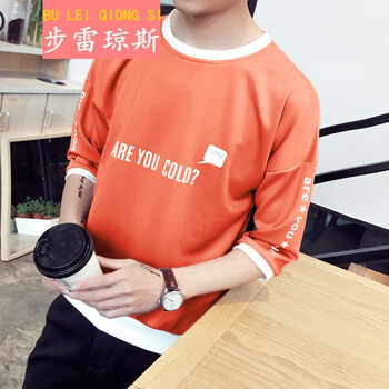 步雷瓊斯（Bulee&jonns） 長袖 男士T恤 T01英文橘紅色【七分袖】 S