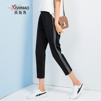 安妮潔欣 自然腰 喇叭褲 女 九分褲 休閑褲