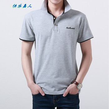 快樂嘉人 短袖 男士T恤 灰色黑領(lǐng) XL，L，XXL，M，XXXL
