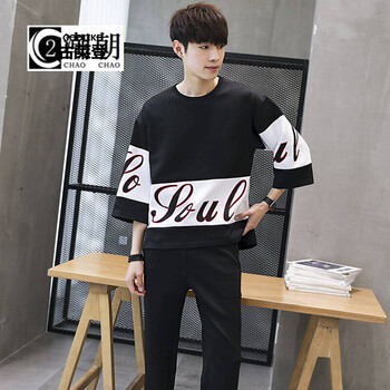 古萊登（GODLIKE） 七分袖 男士T恤 A118-B1140黑色 XL，L，M，XXXL，XXL