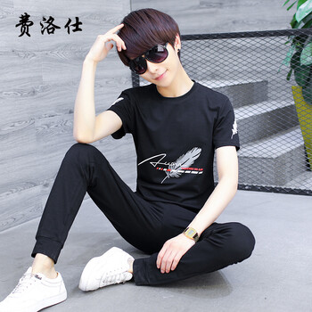 費(fèi)洛仕（FIOOSU） 短袖 男士T恤 908羽毛黑色 XL，L，XXL，M，XXXL