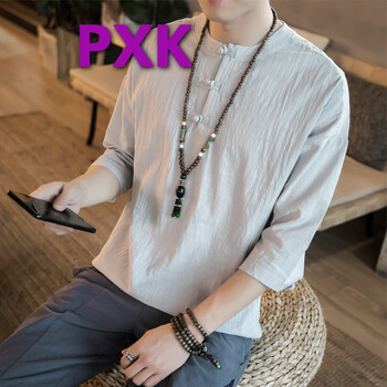 PXK 七分袖 男士T恤 灰色 M