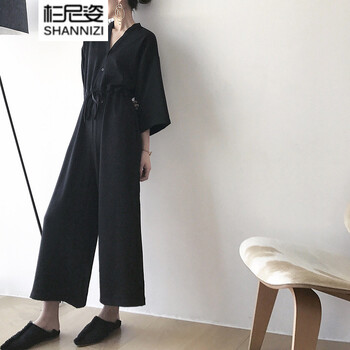 杉尼姿（Shannizi） 高腰 闊腳褲 女 九分褲 休閑褲