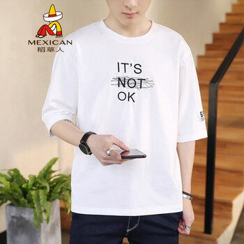 稻草人（MEXICAN） 五分袖 男士T恤 白色 XL，L，XXXL，M，XXL