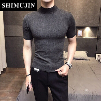 詩木槿 短袖 男士T恤 深灰色 