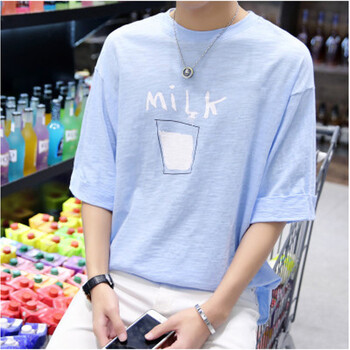 丹杰仕（DAN JIE SHI） 七分袖 男士T恤 t73牛奶天藍 S，XL，L，XXL，M
