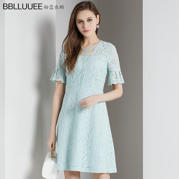 BBLLUUEE Color 純色 蕾絲 連衣裙