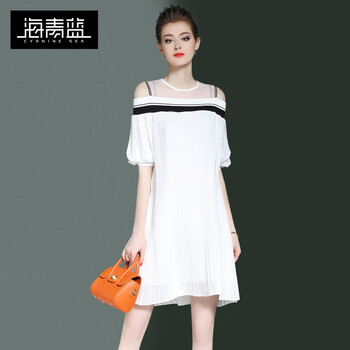 海青藍(lán)（CYANINE SEA）  拼接，蕾絲 連衣裙
