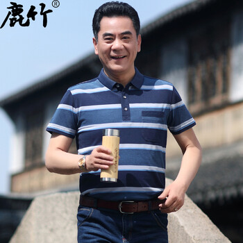 鹿竹 短袖 男士T恤 7502牛仔藍(lán) 