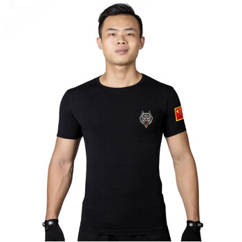 伊璐風(fēng) 短袖 男士T恤 黑色圓領(lǐng)狼頭 