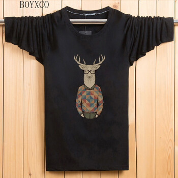BOYXCO 長袖 男士T恤 黑色小鹿人 S，XL，L，XXXL，XXL，M，加大