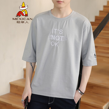 稻草人（MEXICAN） 五分袖 男士T恤 灰色 XL，L，XXL，XXXL，M
