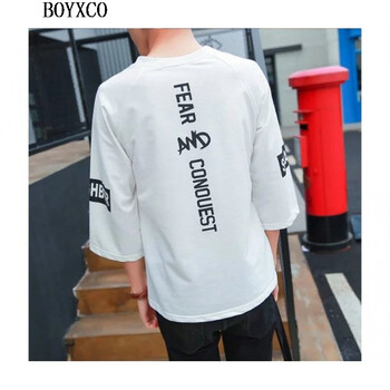 BOYXCO 七分袖 男士T恤 七分后印花(白) 