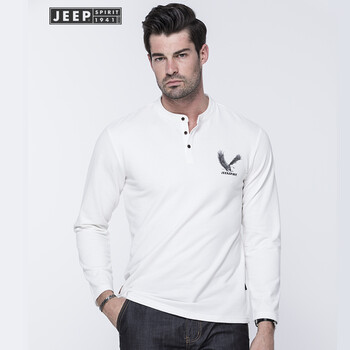 吉普（JEEP） 長袖 男士T恤 白色 XL，L，XXXL，XXL，M