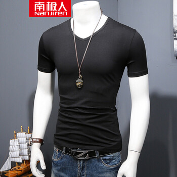 南極人（Nanjiren） 短袖 男士T恤 黑色V領(lǐng) S，XL，L，M，XXXL，XXL