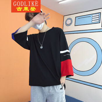 古萊登（GODLIKE） 七分袖 男士T恤 黑色 S，XL，L，XXL，M