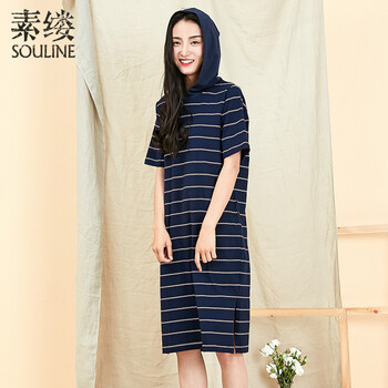 素縷（Souline） 條紋 帶帽 連衣裙