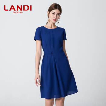 LANDI 純色 不對(duì)稱 連衣裙