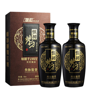 慎初燒坊52%vol375mL-500mL，500ml*2 醬香型，醬香